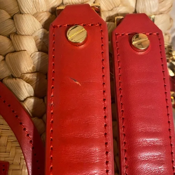 Tory Burch - EUC - Audrey Straw Woven Tote with Red Accents - Like New - Picture 12 of 13
